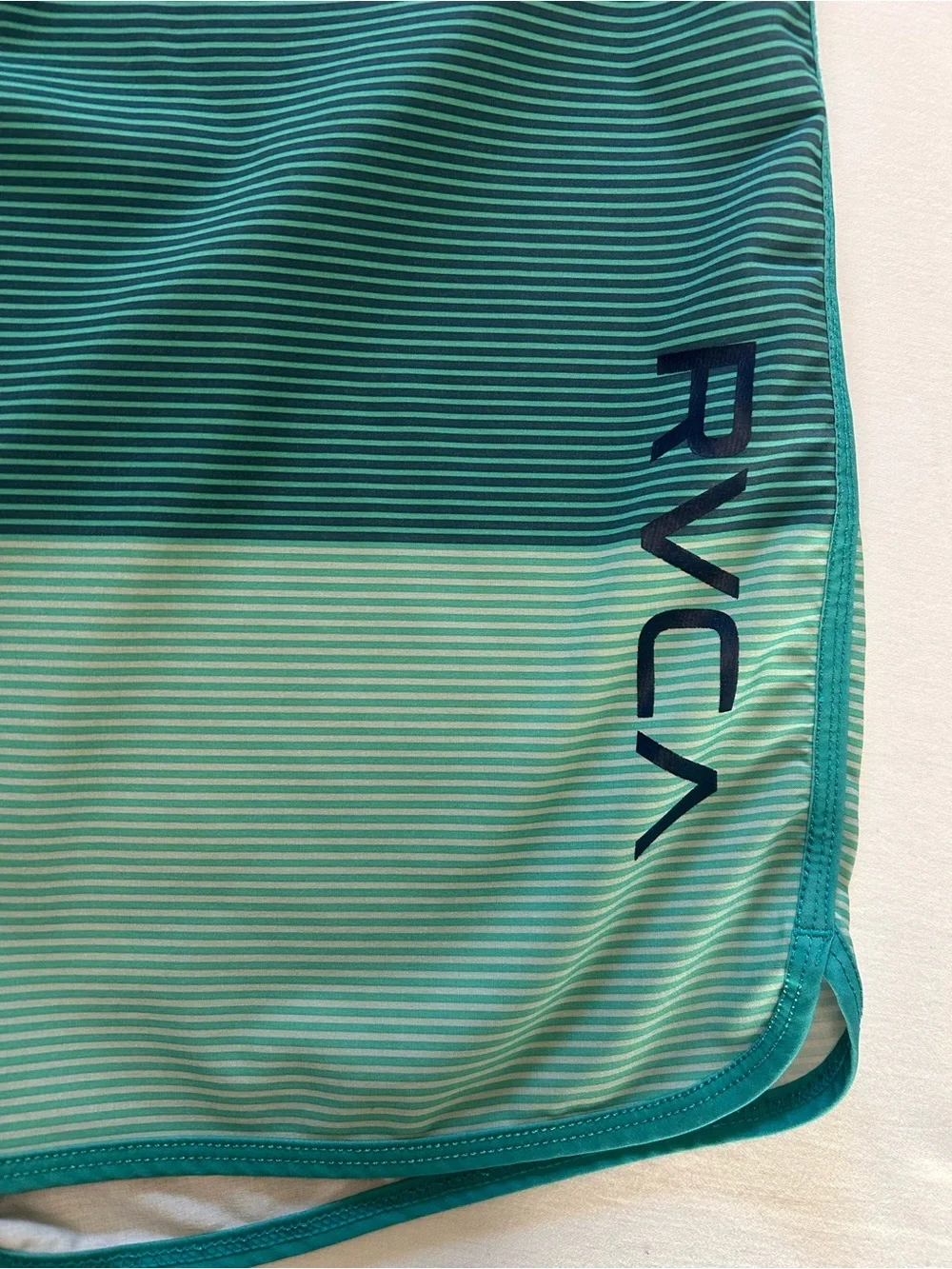 RVCA Men’s Teal & Navy Gradient Stripe Swim Board Shorts